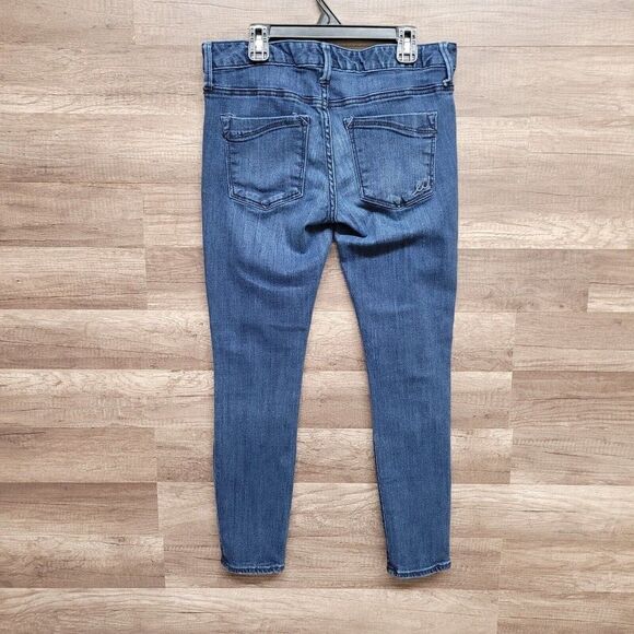 Express Skinny Jeans Blue Medium Wash Womens Size 4‎ Distressed Denim Stretch - Picture 3 of 13